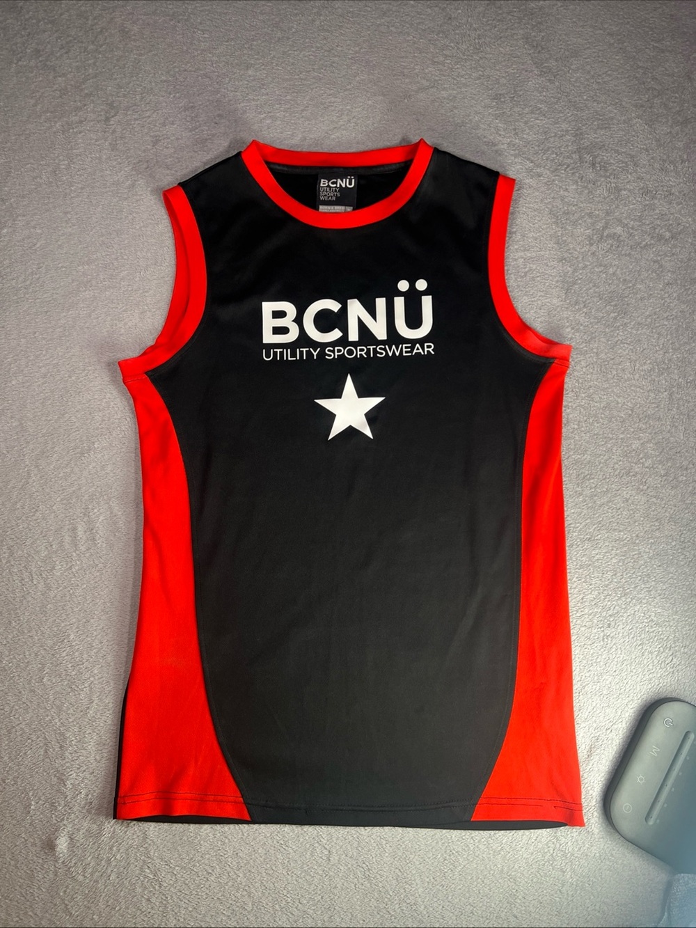 BCNÜ Utility Sportswear Black & Red Athletic Tank